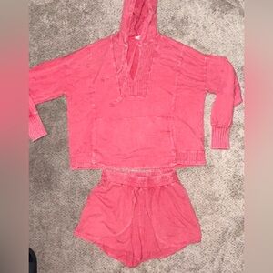 J. Her Women's Pink Hoodie Lounge Set 100% Cotton Both Size Small